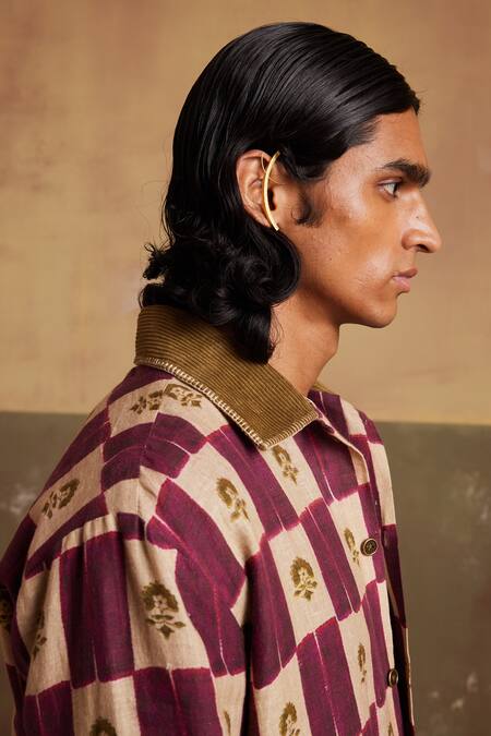 Shop Cord Multi Color Linen Embroidery Archive Checkered Jacket And Pant Set Online at Aza Fashions Shop_Cord_Multi Color Linen Embroidery Archive Checkered Jacket And Pant Set_Online_at_Aza_Fashions