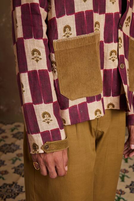 Cord Multi Color Linen Embroidery Archive Checkered Jacket And Pant Set at Aza Fashions Cord_Multi Color Linen Embroidery Archive Checkered Jacket And Pant Set_at_Aza_Fashions