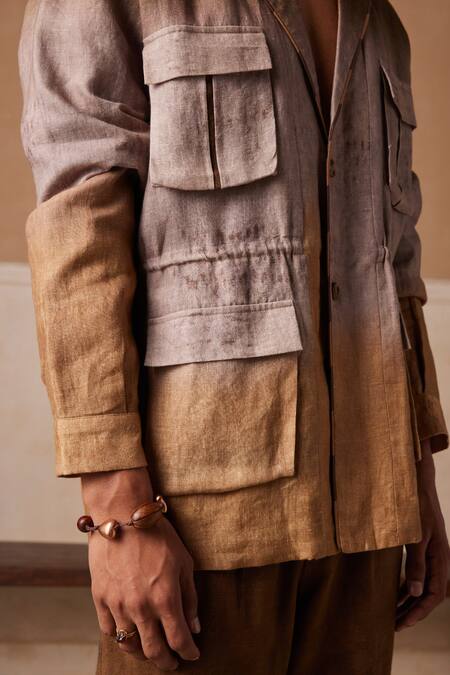 Cord_Multi Color Linen Dusker Impression Print Blazer_Online_at_Aza_Fashions