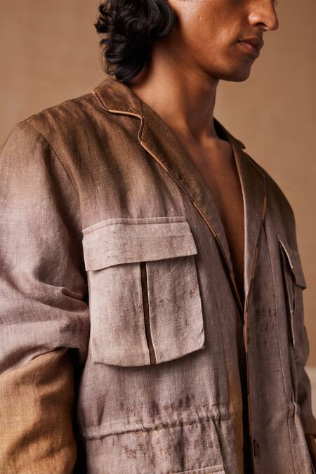 Buy_Cord_Multi Color Linen Dusker Impression Print Blazer_Online_at_Aza_Fashions