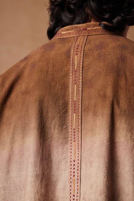 Cord Brown Linen Printed Impression Dawn Shirt  4