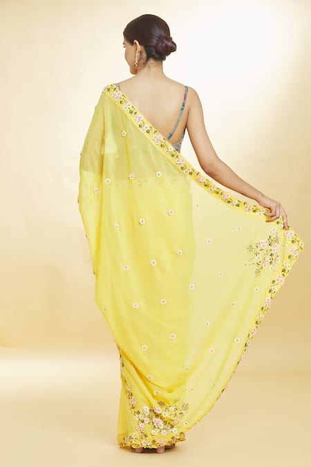 Priyal Bhardwaj 3D Floral Applique Embroidered Saree 