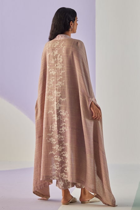 Shop Surbhi Gupta Grey Flora Boom Print Cape Trouser Set at Aza Fashions Shop_Surbhi Gupta_Grey Flora Boom Print Cape Trouser Set _at_Aza_Fashions