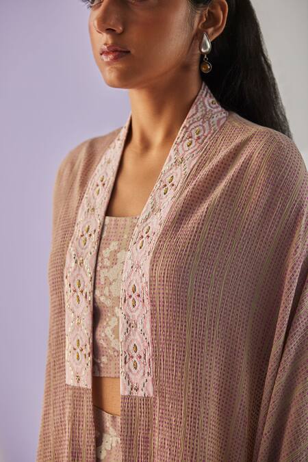 Surbhi Gupta Grey Flora Boom Print Cape Trouser Set at Aza Fashions Surbhi Gupta_Grey Flora Boom Print Cape Trouser Set _at_Aza_Fashions