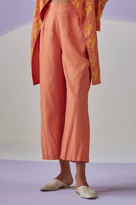 Surbhi Gupta Orange Cotton, Silk, Denim Beads, Diamonds Blossomy Print Jacket Trouser Set Online at Aza Fashions Surbhi Gupta_Orange Cotton, Silk, Denim Beads, Diamonds Blossomy Print Jacket Trouser Set _Online_at_Aza_Fashions
