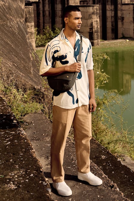 Kharakapas_Blue Cotton Printed Mul Shirt _Online_at_Aza_Fashions