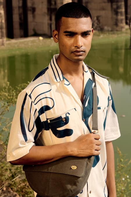 Buy_Kharakapas_Blue Cotton Printed Mul Shirt _Online_at_Aza_Fashions