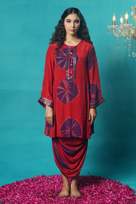 Jyoti Bansal Hand Tie & Dye Kurta With Skirt 