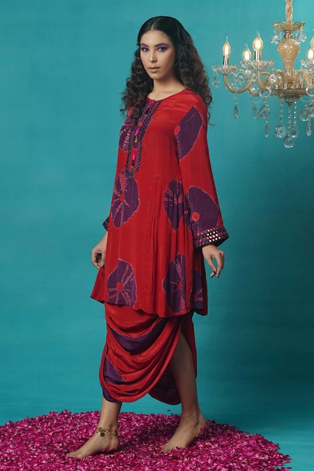 Jyoti Bansal Hand Tie & Dye Kurta With Skirt 