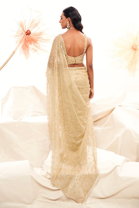 Payal & Zinal Pearl Embellished Saree With Blouse 