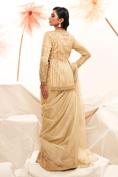 Payal & Zinal Sequin Embroidered Saree With Full Sleeve Blouse 