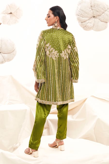 Payal & Zinal Floral Embroidered Jacket Dhoti Pant Set 