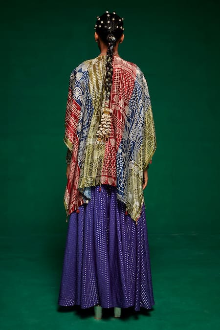 Payal & Zinal Abstract Print Cape Sharara Set 