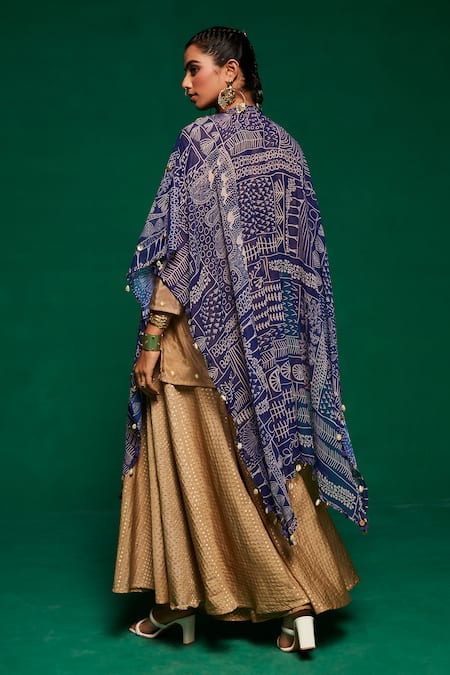 Payal & Zinal Geometric Print Cape & Flared Pant Set 