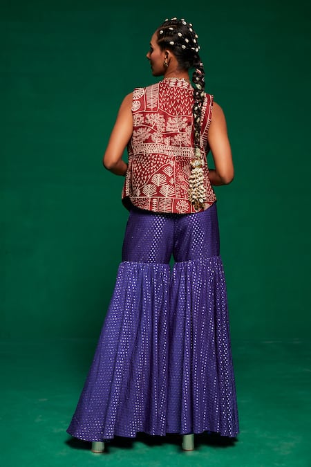 Payal & Zinal Garden Print Waistcoat Sharara Set 