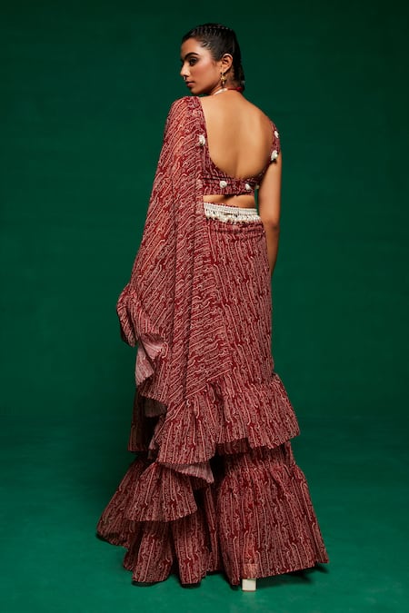 Payal & Zinal Printed Pre-Draped Saree With Blouse 