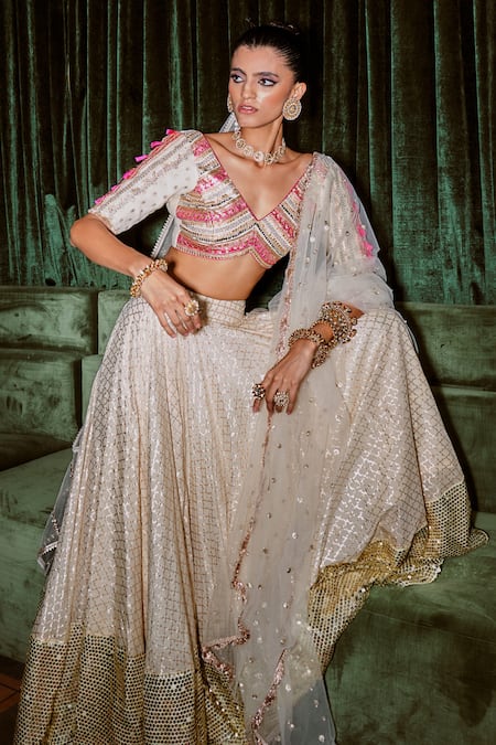 Rishi and Vibhuti Martini Moonlight Embroidered Lehenga Set 