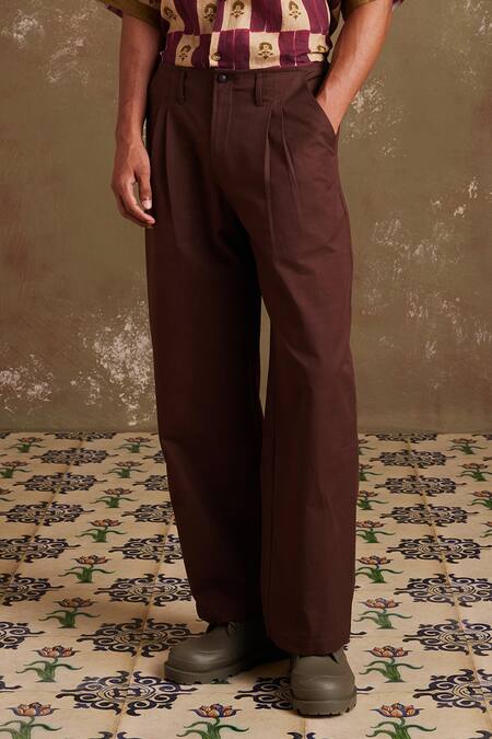 Cord Brown Linen Kahlo Solid Trouser Online at Aza Fashions Cord_Brown Linen Kahlo Solid Trouser_Online_at_Aza_Fashions