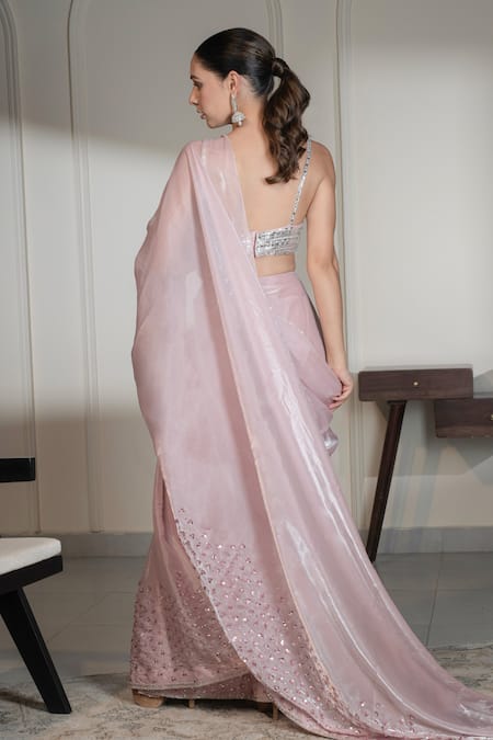 Saniya Sharma Pink Embellished Saree & Blouse Set 