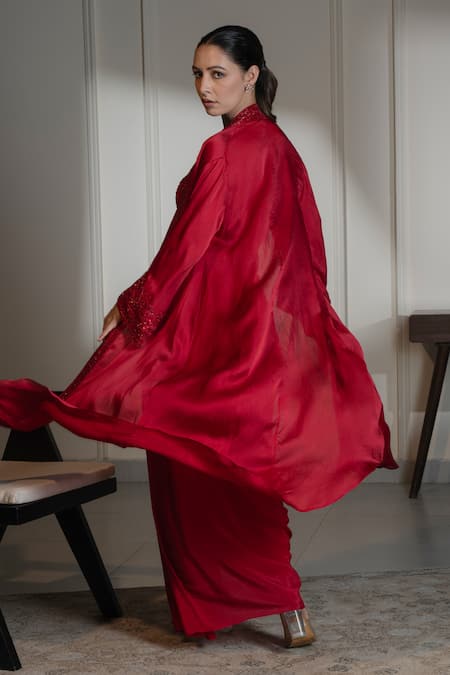 Saniya Sharma Placement Crystal Embellished Jacket Skirt Set 