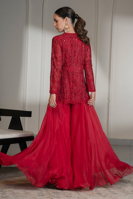 Saniya Sharma Tonal Cutdana Embellished Tunic With Sharara 