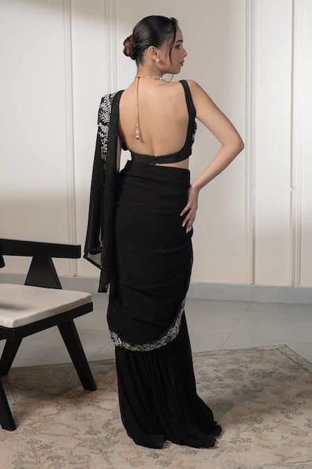 Saniya Sharma Pre-Draped Saree With Resham Embellished Blouse 