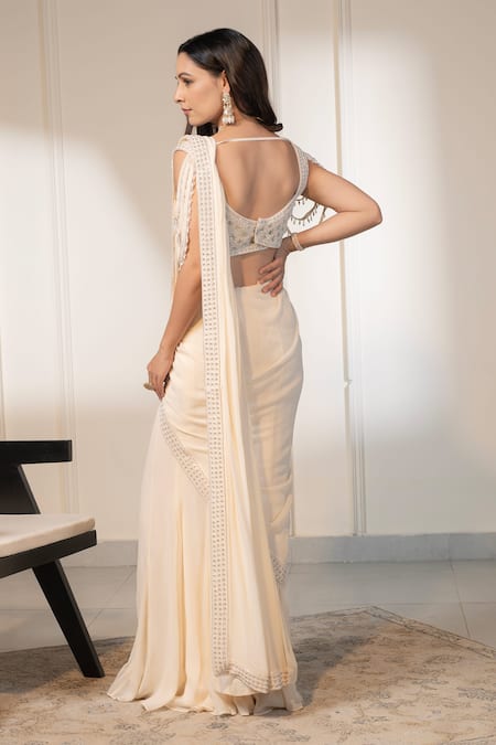 Saniya Sharma Pre-Draped Saree With Mirror Embellished Blouse 