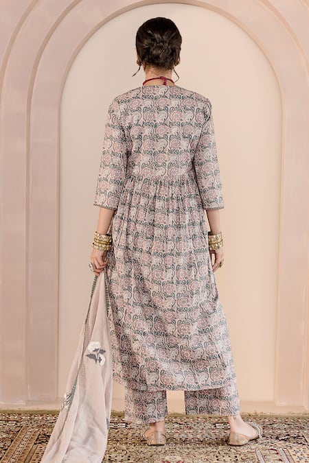 Gulabo Jaipur Sparrow Floral Block Print Anarkali Pyjama Set