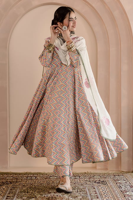 Gulabo Jaipur Shaila Chevron Print Anarkali Set 