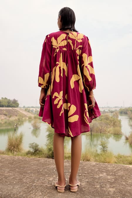 Kharakapas Romia Lino Print Dress 