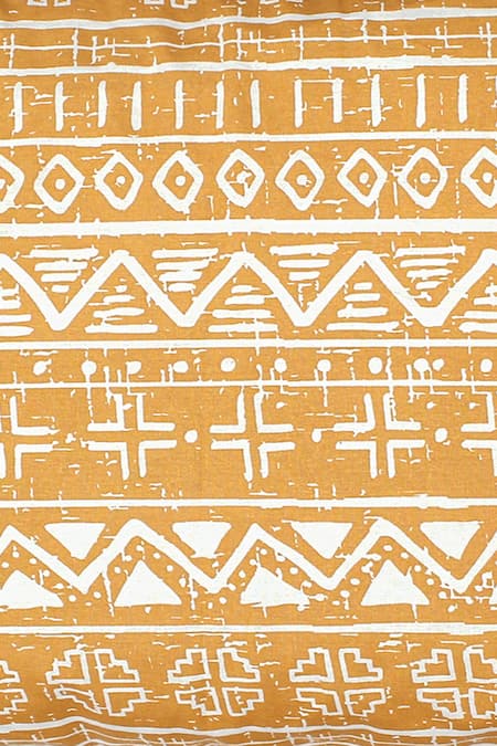 Buy_House This_Yellow Cotton Ethnic Stripe Print Kullu Patti Duvet Cover_Online_at_Aza_Fashions