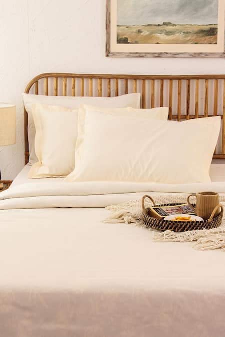 House This Off White Cotton Plain Sesame Duvet Cover 