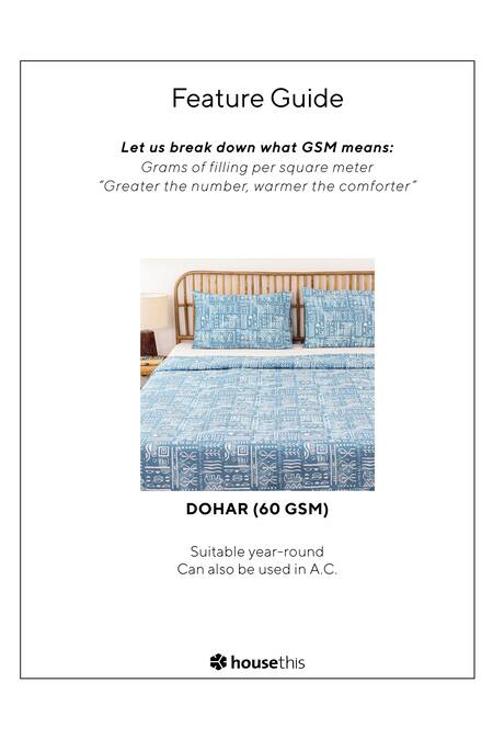 Buy_House This_Blue Cotton, 60 Gsm Polyfill Ethnic Print Gamathi Dohar