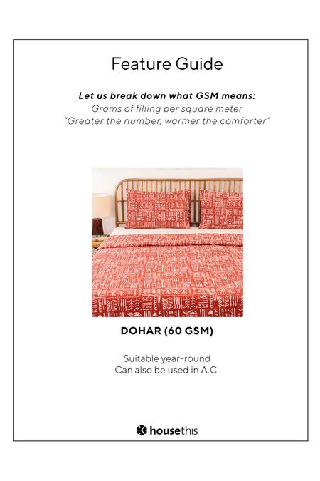 Buy_House This_Red Cotton, 60 Gsm Polyfill Ethnic Print Gamathi Dohar