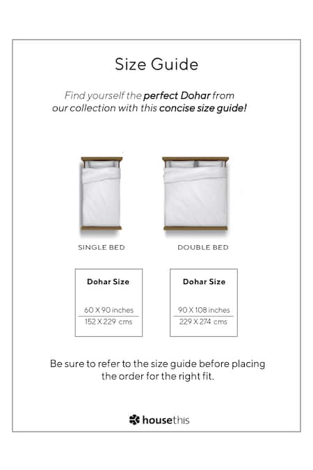 House This_Beige Cotton, 60 Gsm Polyfill Botanical Print Genda Phool Dohar_Online_at_Aza_Fashions