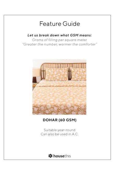 Buy_House This_Beige Cotton, 60 Gsm Polyfill Botanical Print Genda Phool Dohar