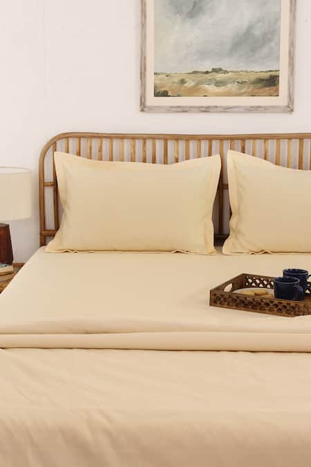 House This Ginger Solid Fitted Bedsheet Set 