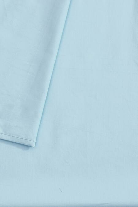 Buy_House This_Blue Cotton Satin Juniper Solid Fitted Bedsheet Set