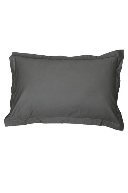Shop_House This_Grey Cotton Satin Pepper Solid Fitted Bedsheet Set_Online_at_Aza_Fashions