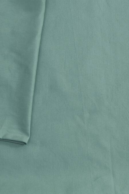 Buy_House This_Green Cotton Satin Sage Solid Fitted Bedsheet Set