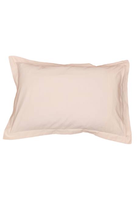 House This_Off White Cotton Satin Sesame Solid Fitted Bedsheet Set_at_Aza_Fashions
