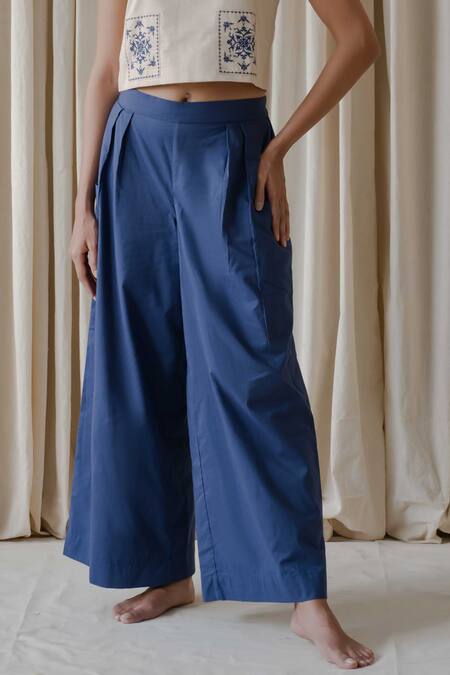 Vanaras Beige Cotton Embroidery Boat Neck Holly Rayne Patch Work Top With Pant Online at Aza Fashions Vanaras_Beige Cotton Embroidery Boat Neck Holly Rayne Patch Work Top With Pant_Online_at_Aza_Fashions