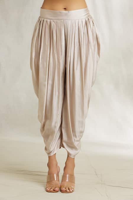 Divya Kanakia Grey Satin, Organza Pearls, Beads, Sequins Embroidered Kurta Dhoti Pant Set Online at Aza Fashions Divya Kanakia_Grey Satin, Organza Pearls, Beads, Sequins Embroidered Kurta Dhoti Pant Set _Online_at_Aza_Fashions