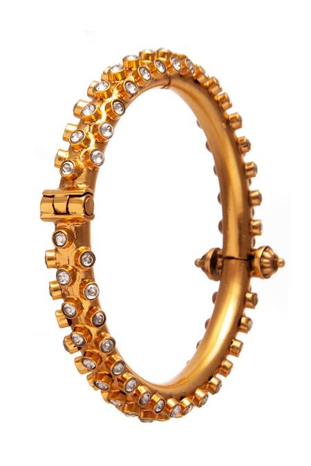 Buy Neeta Boochra Gold Plated Imitation Diamonds Kundan Embellished Bangle - Single Pc Online at Aza Fashions Buy_Neeta Boochra_Gold Plated Imitation Diamonds Kundan Embellished Bangle - Single Pc_Online_at_Aza_Fashions