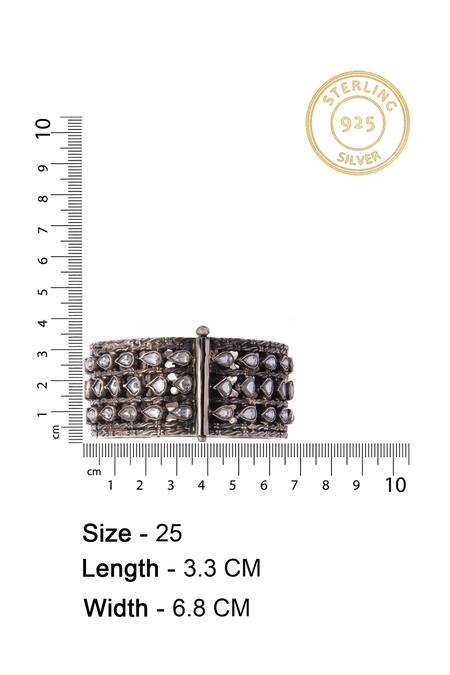 Neeta Boochra Silver Plated Imitation Diamonds Kundan Embellished Bangle - Single Pc at Aza Fashions Neeta Boochra_Silver Plated Imitation Diamonds Kundan Embellished Bangle - Single Pc _at_Aza_Fashions