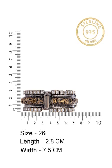 Buy_Neeta Boochra_Gold Plated Imitation Diamonds Kundan Embellished Carved Bangle - Single Pc 