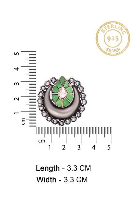 Buy_Neeta Boochra_Silver Plated Pearls, Gota Patti Crescent Moon Shaped Earrings _Online_at_Aza_Fashions