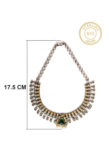 Buy_Neeta Boochra_Gold Plated Glass Carved Pendant Necklace 