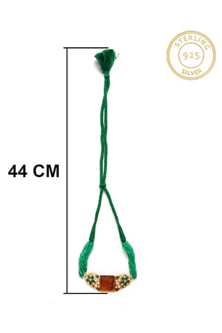 Shop_Neeta Boochra_Gold Plated Bead Embellished Pendant Choker _Online_at_Aza_Fashions