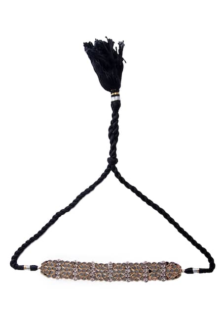 Neeta Boochra_Gold Plated Mirror Studded Choker Necklace _Online_at_Aza_Fashions